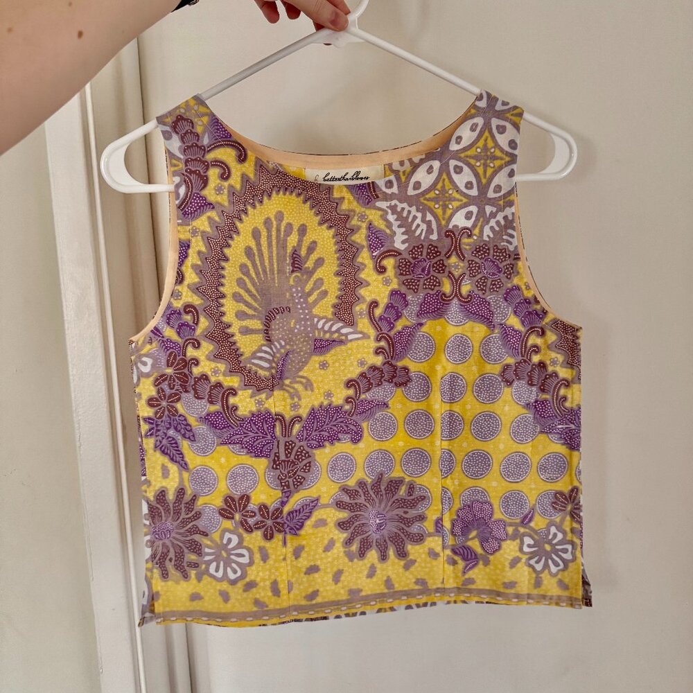 **SOLD*Better than Blouses Handmade Yellow Printed Pattern Cotton Top The Nyonya